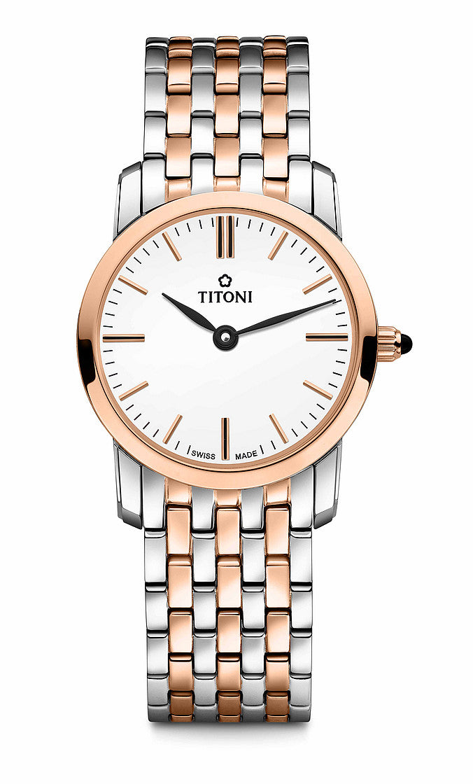 TITONI Slenderline Quartz Two Tone Ladies Steel Watch TQ 42918 SRG-583