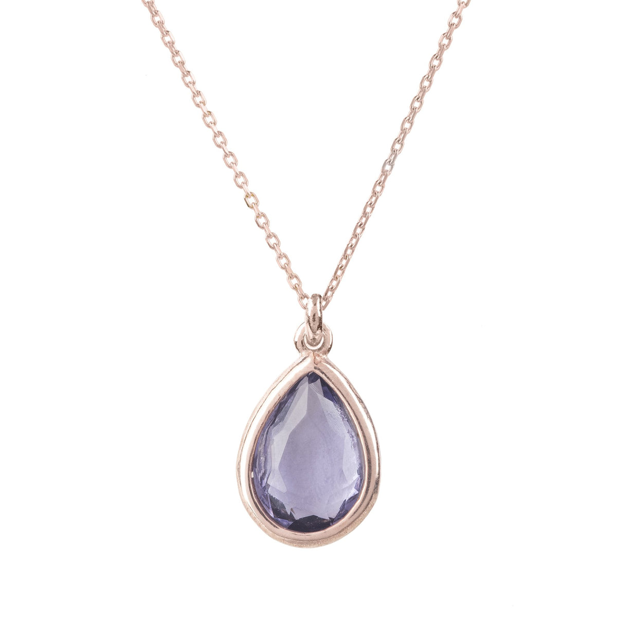 Pisa Mini Teardrop Necklace Rosegold Amethyst