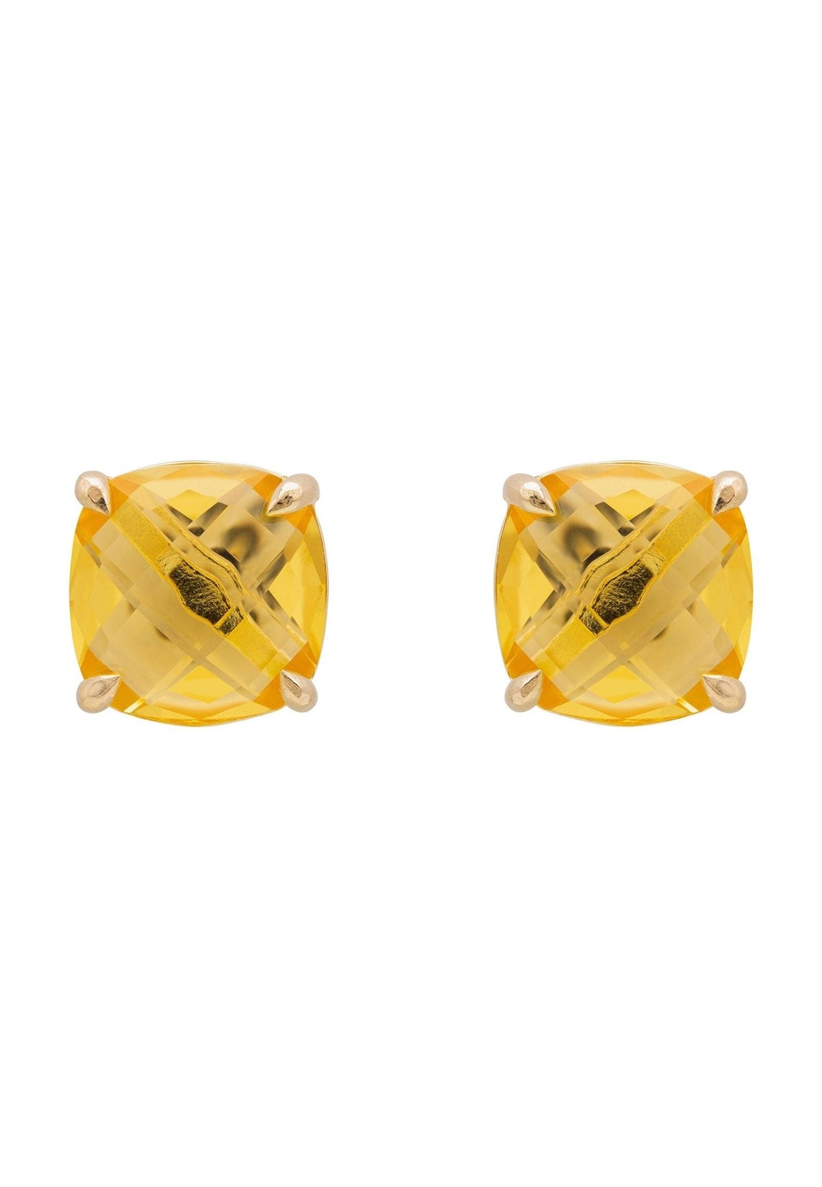 Empress Gemstone Stud Earrings Gold Citrine
