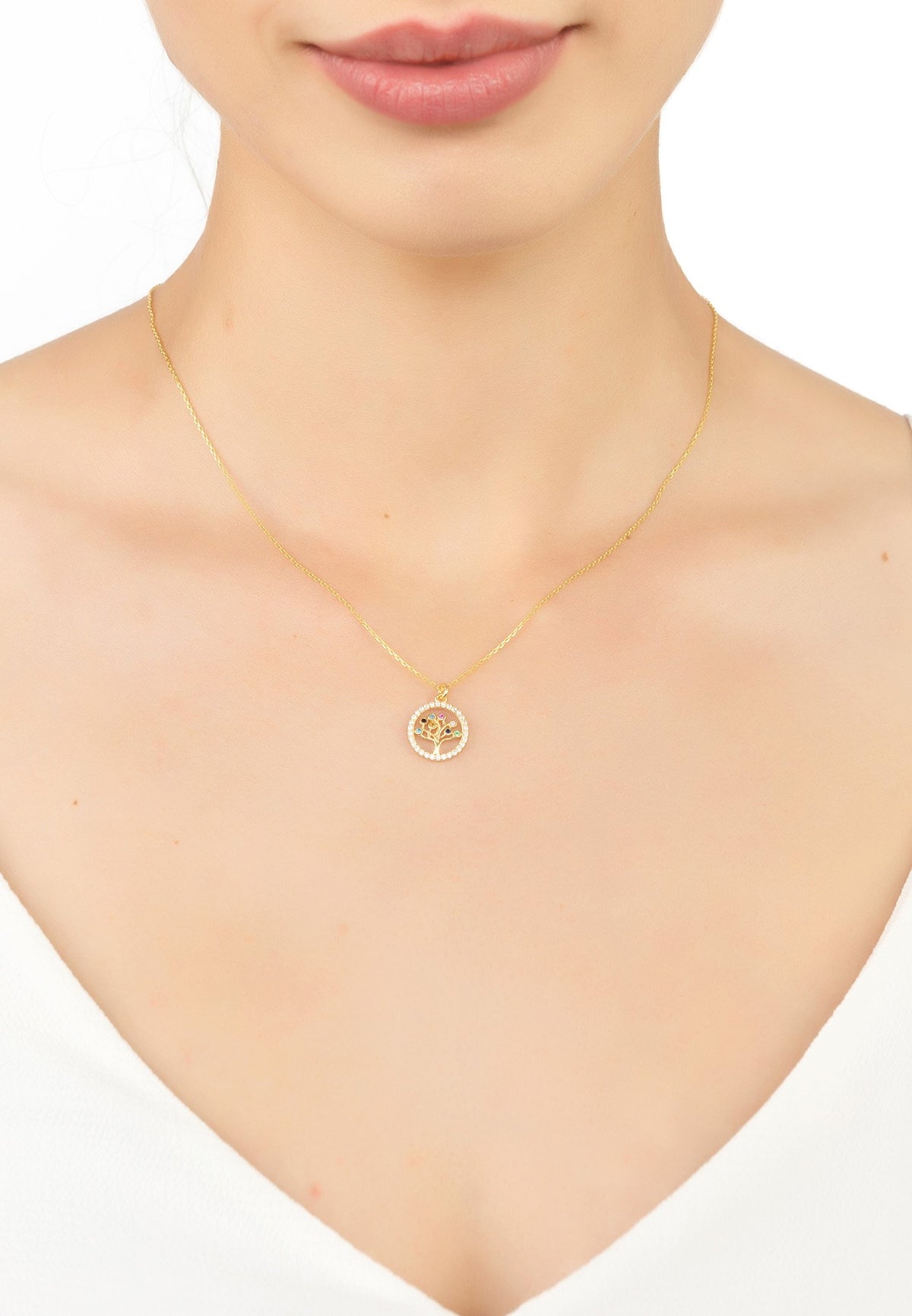 Tree of Life Chakra Pendant Necklace Gold