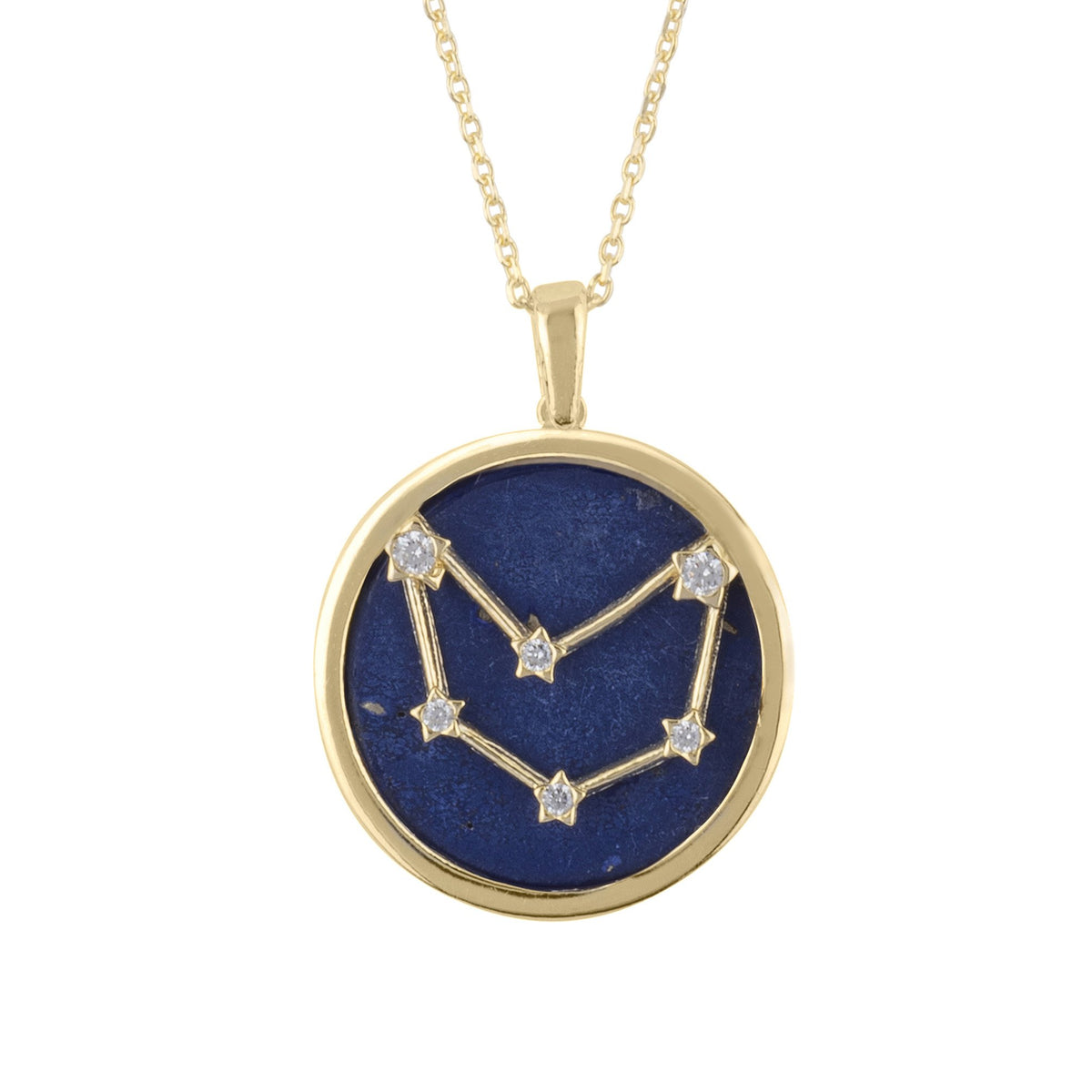 Zodiac Lapis Lazuli Gemstone Star Constellation Pendant Necklace Gold Capricorn