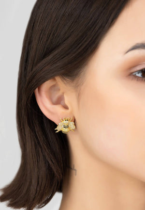 Bumble Bee Stud Earrings Gold