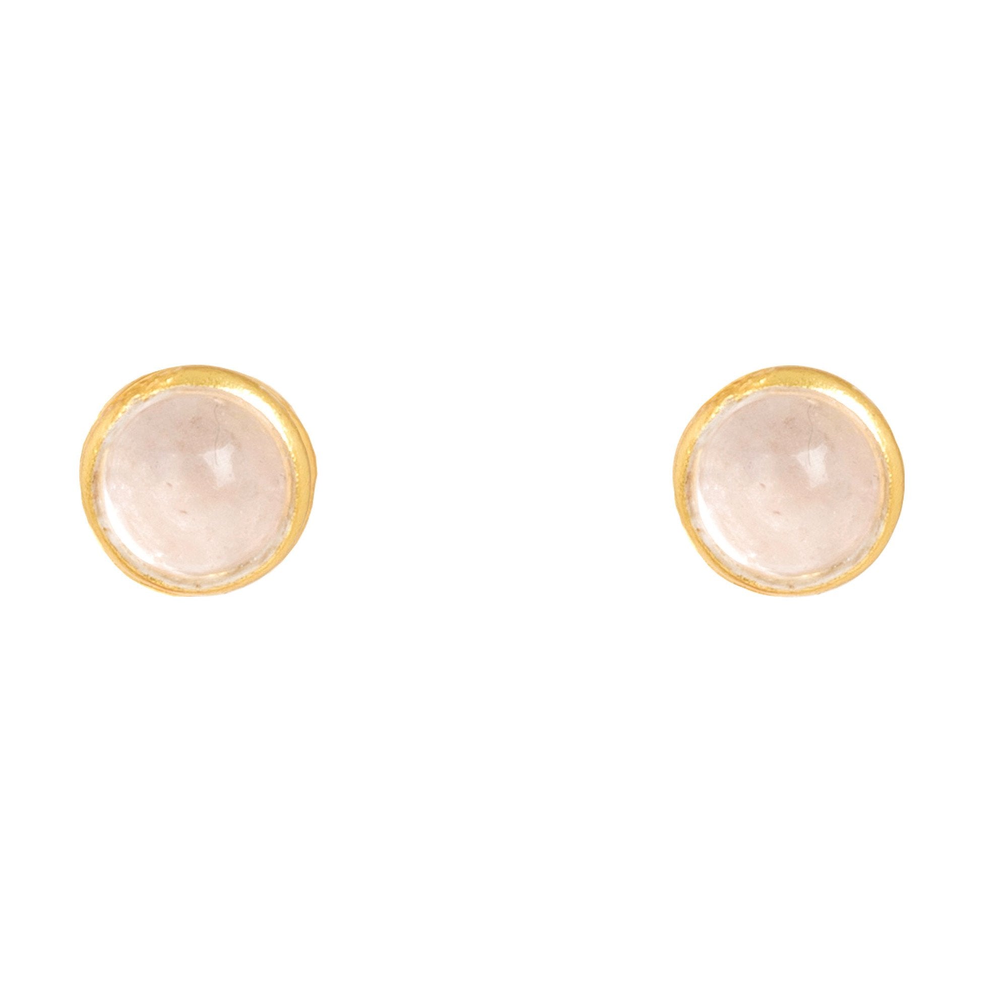 Petite Stud Earring Gold Rose Quartz