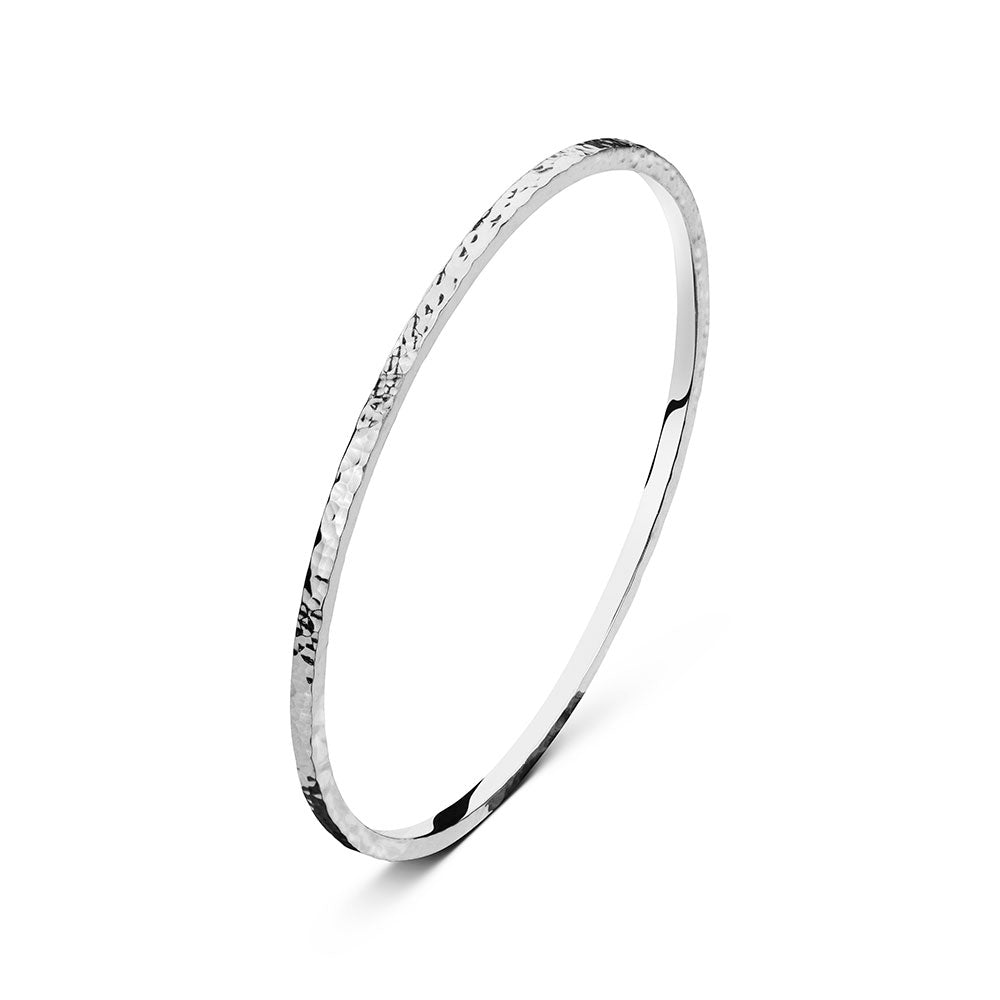 Sterling Silver Hammered Bangle BG168-S