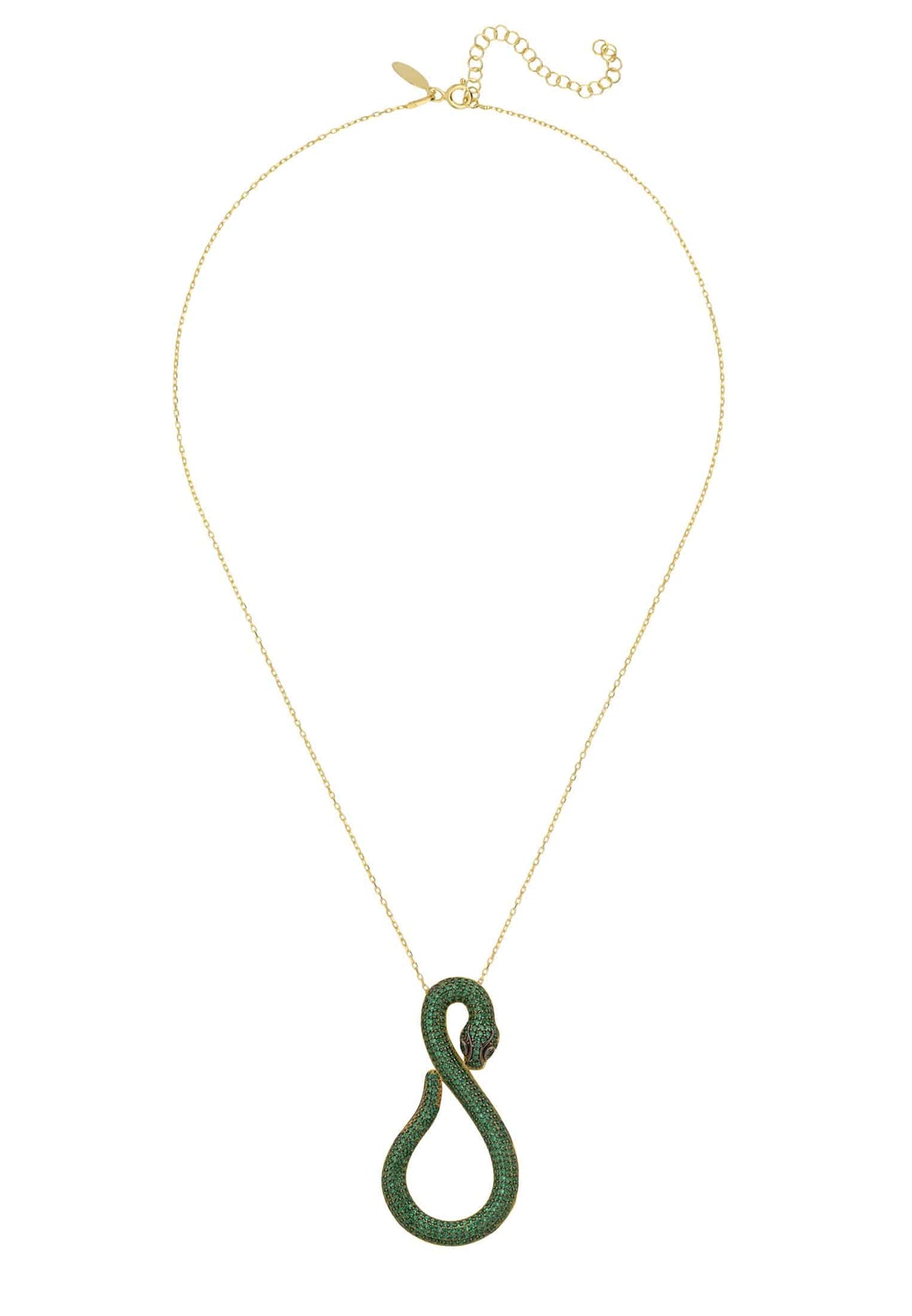 Asp Snake Pendant Necklace Gold Emerald