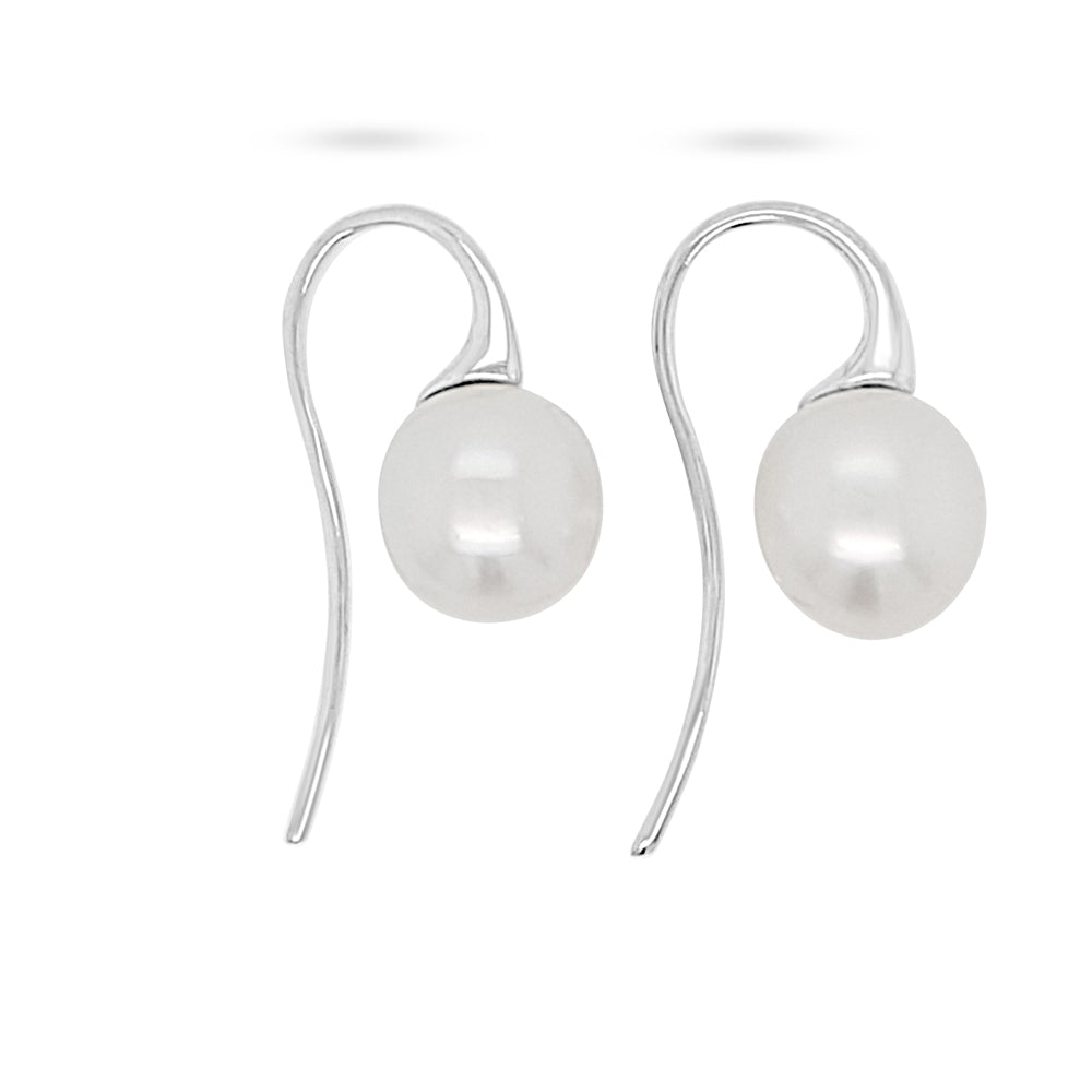 18K W/Y 9-10mm South Sea Pearl Hook Earrings