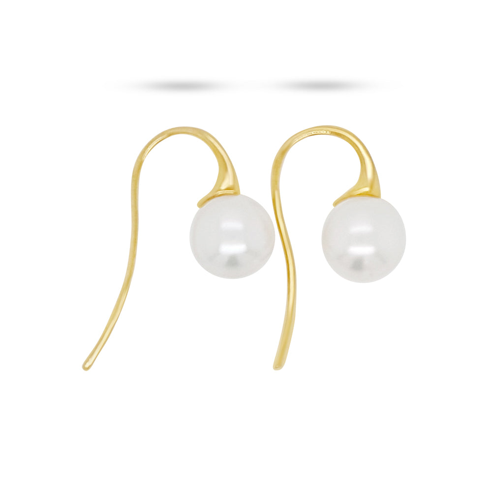 18K W/Y 9-10mm South Sea Pearl Hook Earrings
