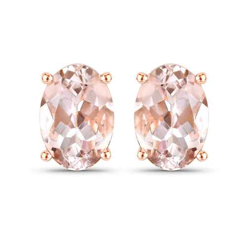 14K Rose Gold Natural Morganite Earrings