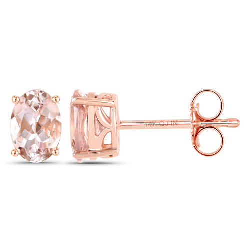 14K Rose Gold Natural Morganite Earrings