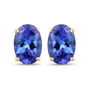 14KY Yellow Gold Tanzanite Oval Stud Earrings