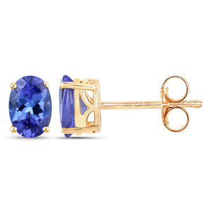 14KY Yellow Gold Tanzanite Oval Stud Earrings