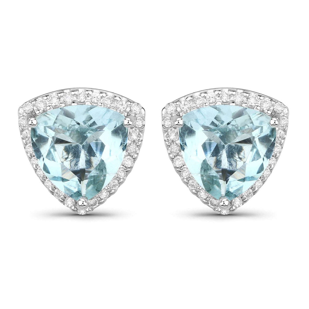 14K White Gold 2.85cts Aquamarine and Diamond Earrings