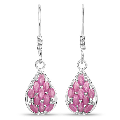 Sterling Silver Light Ruby Dangle Earrings