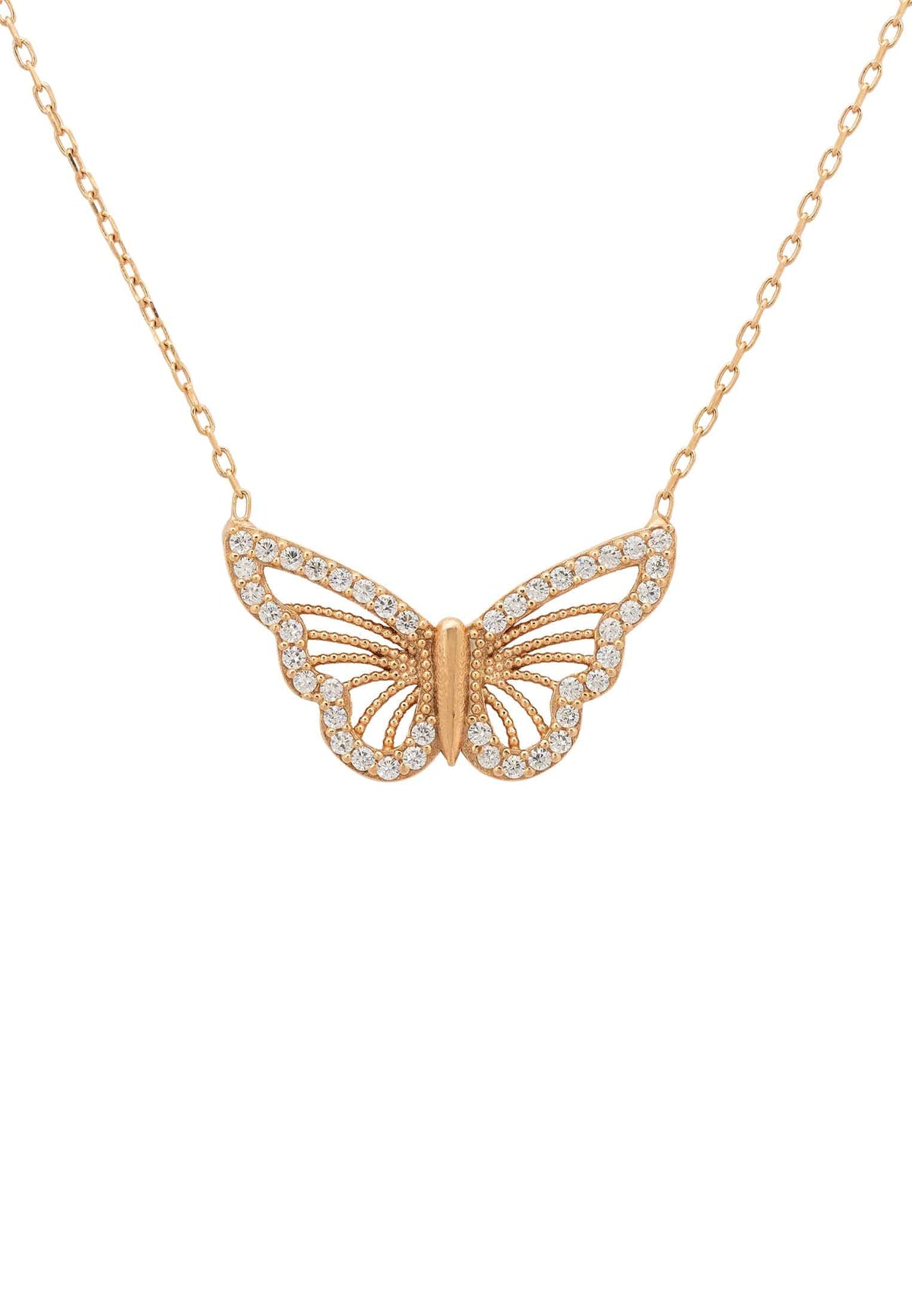 Filigree Butterfly Necklace Rosegold