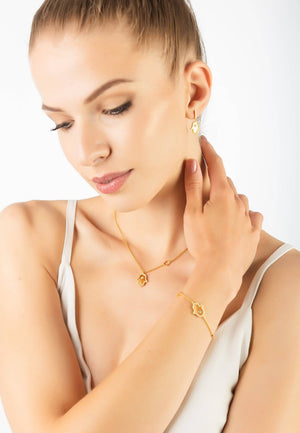 Hamsa Hand Metallic Drop Earrings Gold
