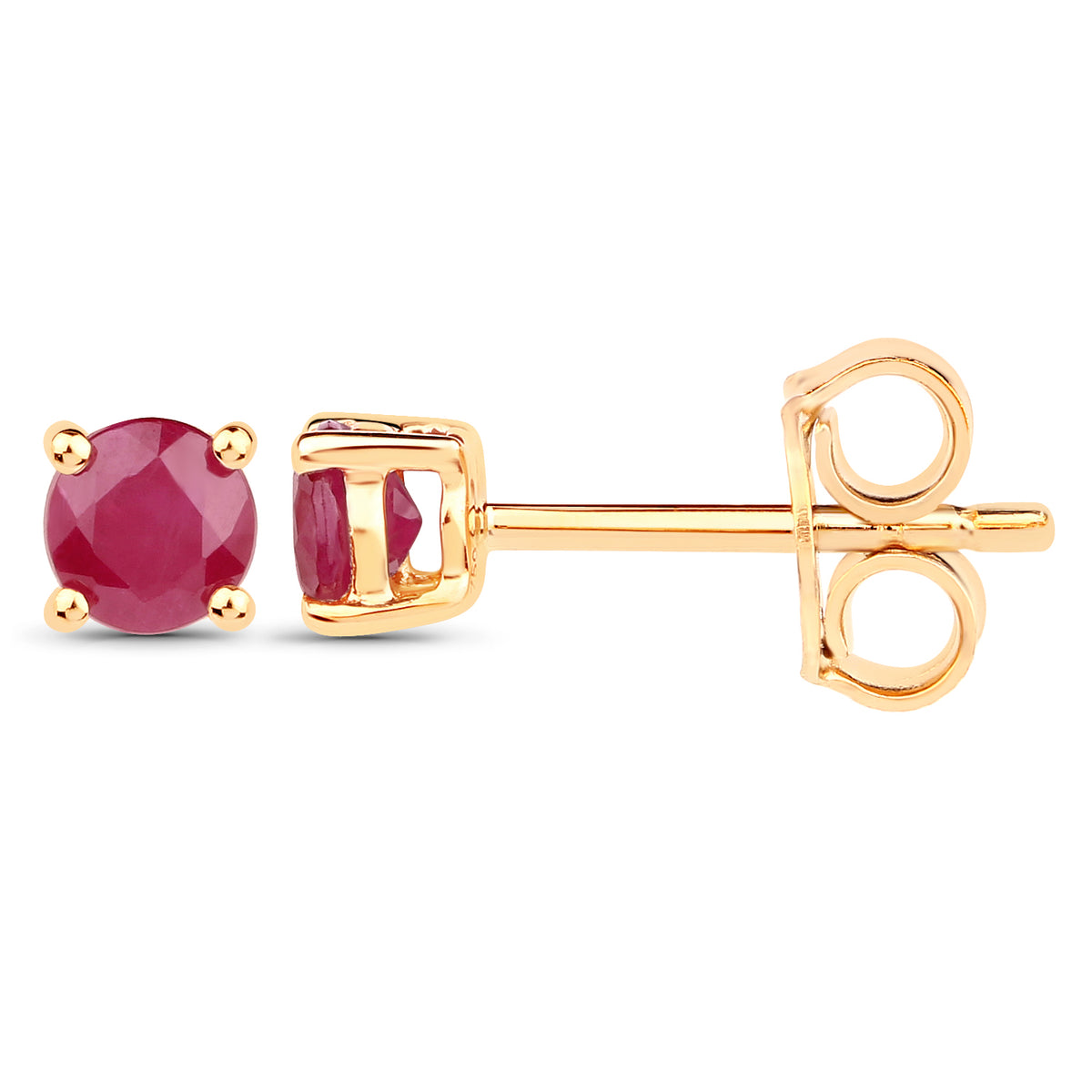 18K Yellow Gold Ruby Stud Earrings