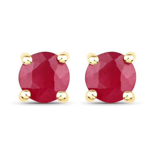 14K Yellow Gold Ruby Earrings Studs
