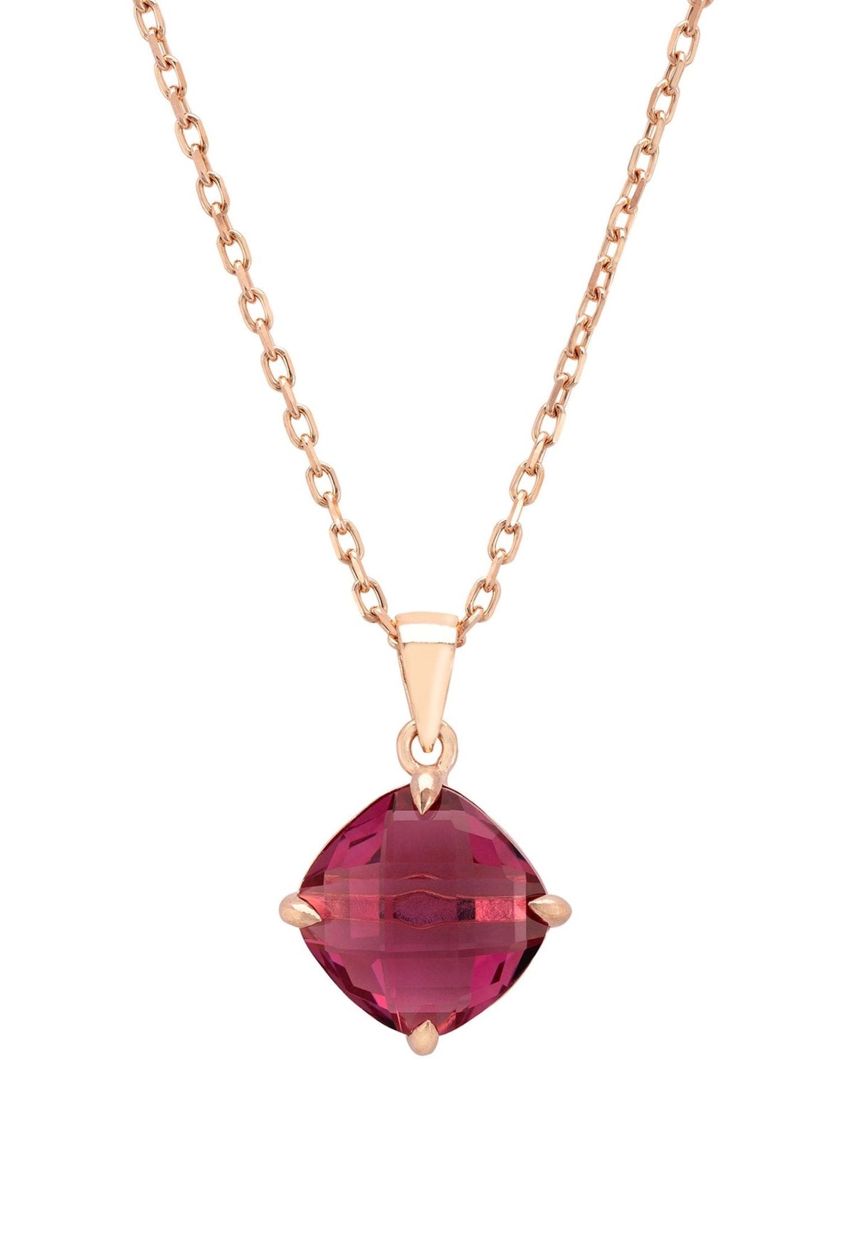Empress Pink Tourmaline Gemstone Necklace Rosegold