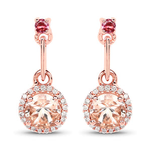 14K Rose Gold Morganite and Pink Tourmaline Earrings