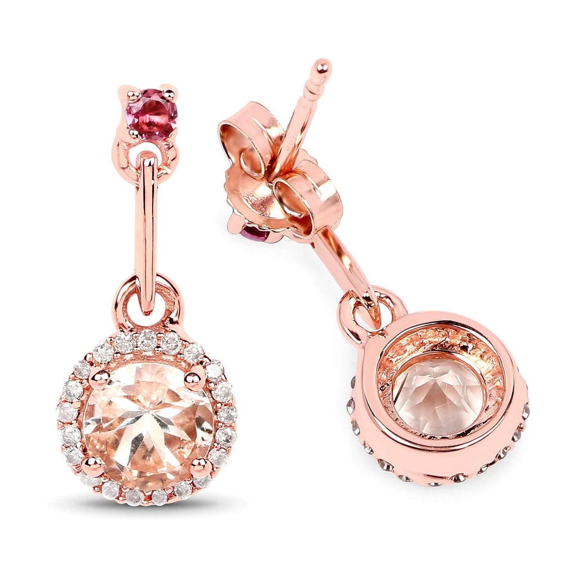 14K Rose Gold Morganite and Pink Tourmaline Earrings