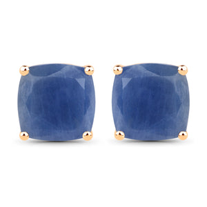 14K Yellow Gold 8.00 Carat Genuine Blue Sapphire Earrings