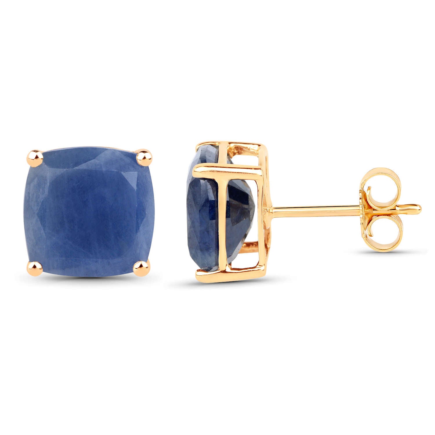 14K Yellow Gold 8.00 Carat Genuine Blue Sapphire Earrings