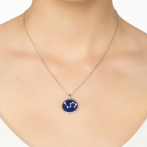 Zodiac Lapis Lazuli Gemstone Star Constellation Pendant Necklace Silver Leo