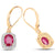 14K Yellow Gold 2.26 Carat Genuine Ruby and White Diamond Earrings