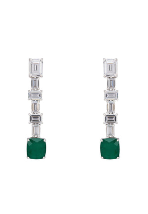 Elizabeth Colombian Emerald Drop Earrings Silver