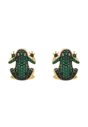 Leap Frog Stud Earrings Gold