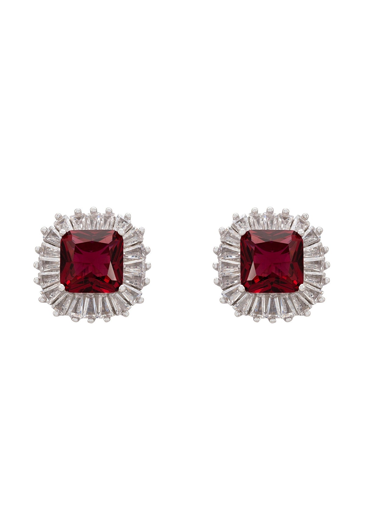 Camilla Stud Earrings Silver Ruby