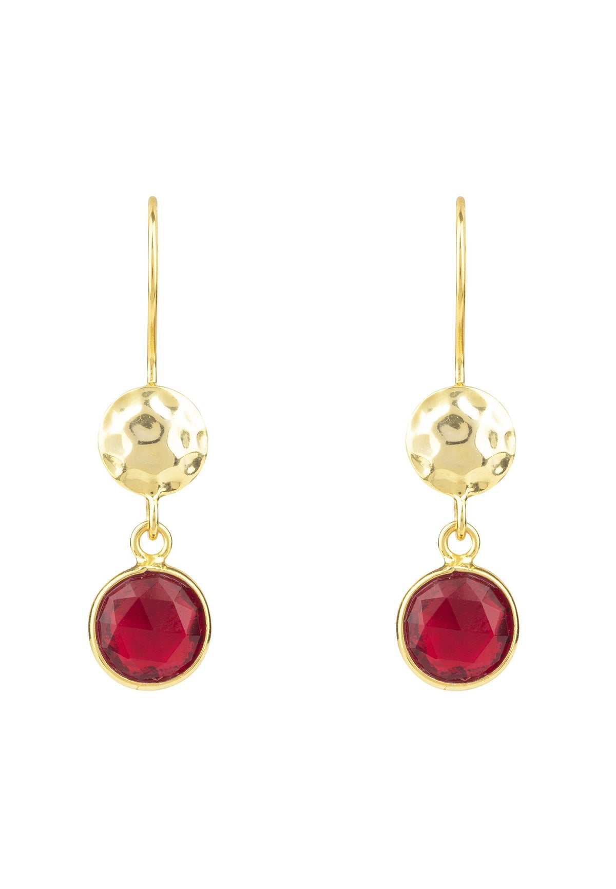 Circle &amp; Hammer Earring Gold Garnet
