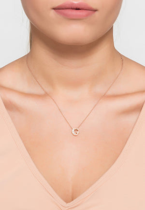 Diamond Initial Letter Pendant Necklace Rose Gold G