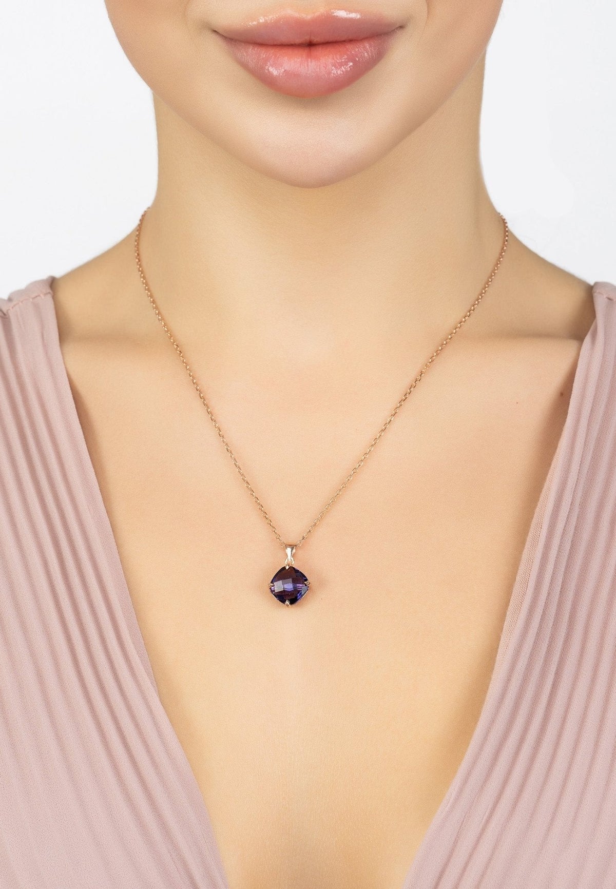 Empress Gemstone Necklace Rosegold Amethyst