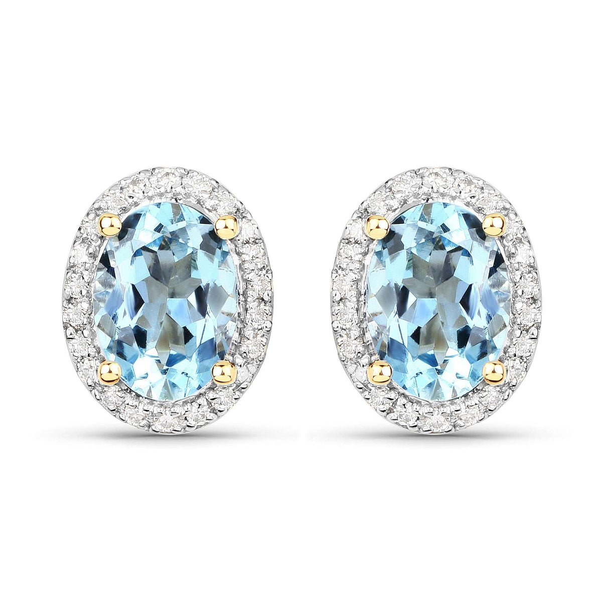 14K White Gold Aquamarine and Diamond Halo Earrings