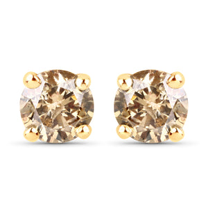 14KY Champagne Diamond 0.39cts Earrings (I1-I2)