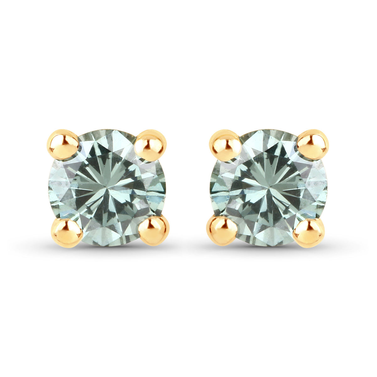 14KY Gold Green Diamond Earrings Studs