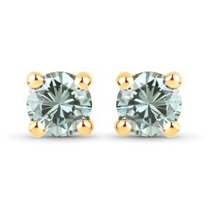 14KY Gold Green Diamond Earrings Studs