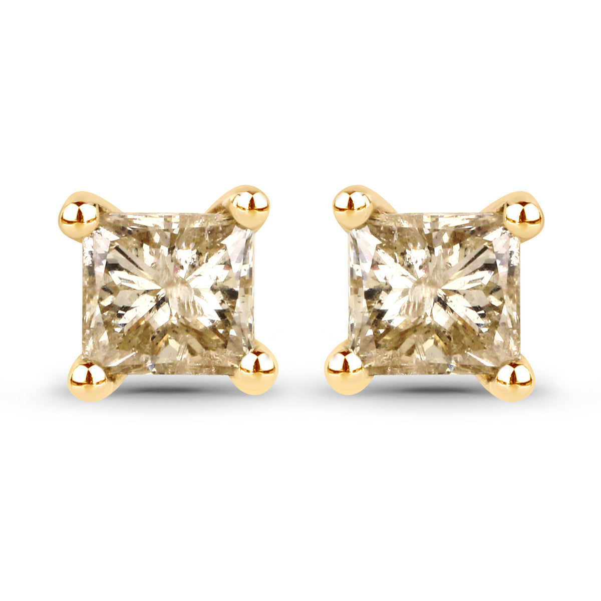 14K Yellow Gold 0.54ct Champagne Diamond Earrings