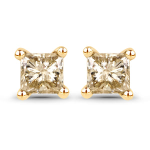 14K Yellow Gold 0.54ct Champagne Diamond Earrings