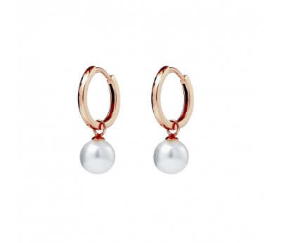 Sterling Silver Rose Gold Plated Hinged Hoop Earrings E994RG