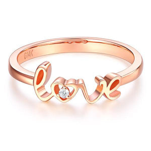 14K Rose Gold 585 Love Women Ring 0.01 Ct Diamond MKR7104