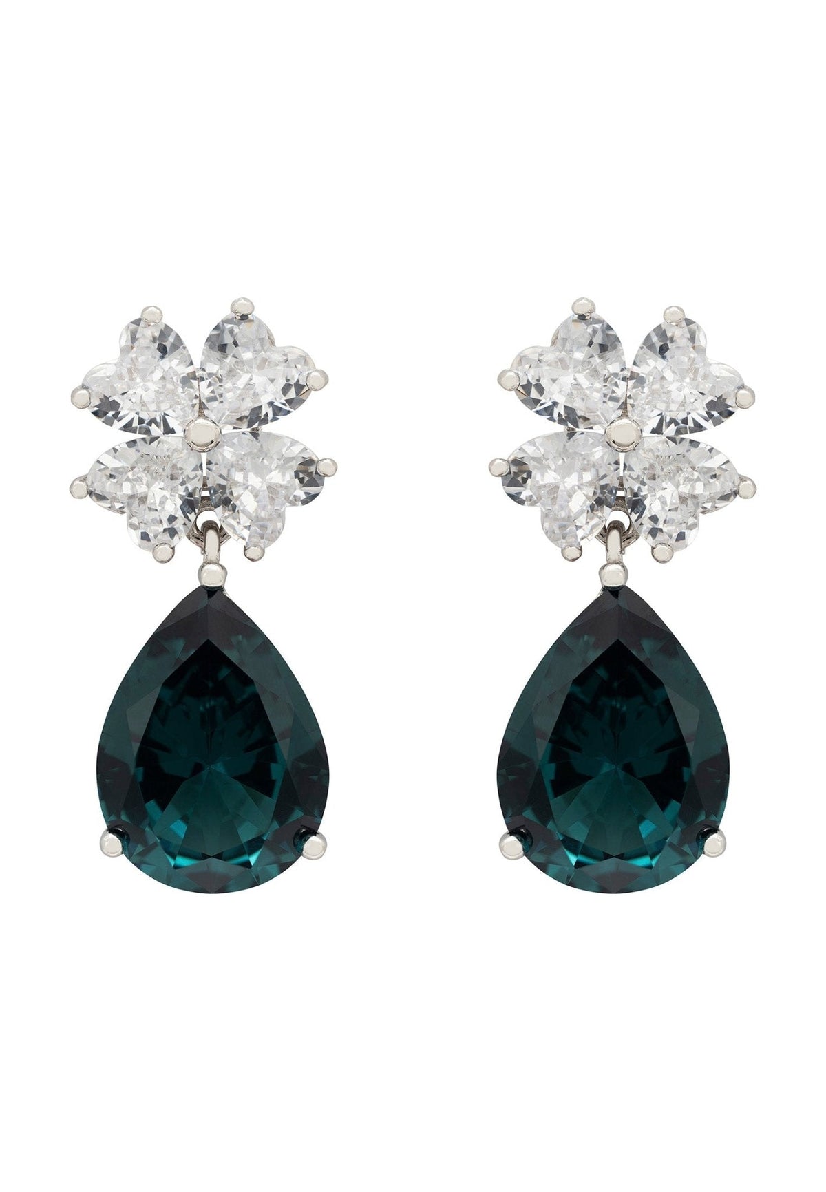 Victoria Teardrop Earrings Silver Petrol Tourmaline