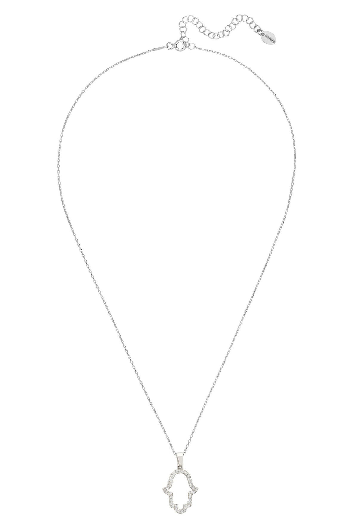 Open Hamsa Necklace Silver