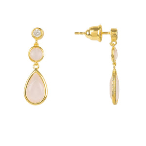 Tuscany Gemstone Drop Earring Gold Rose Quartz