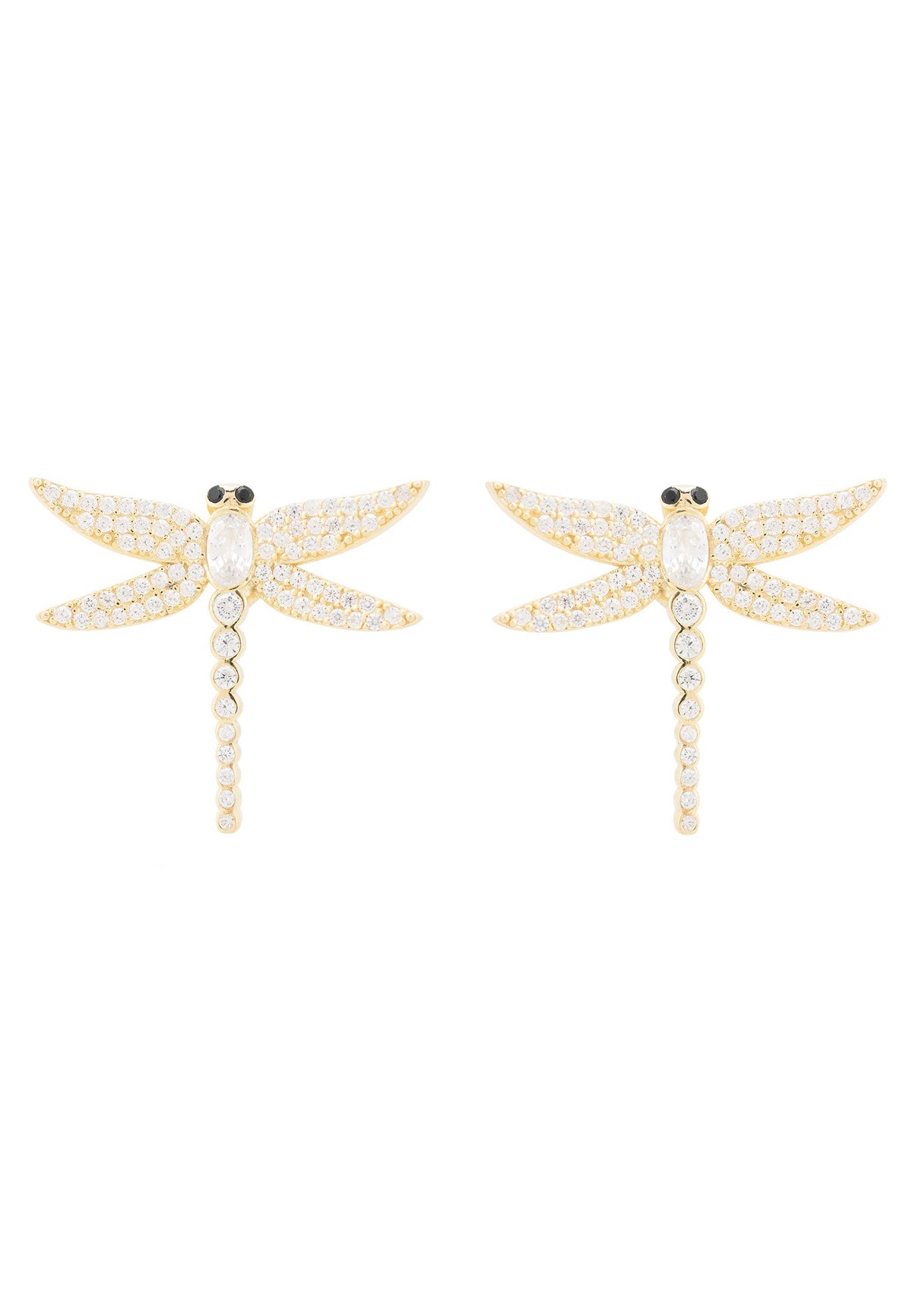 Dragon Fly Large Stud Earrings Gold