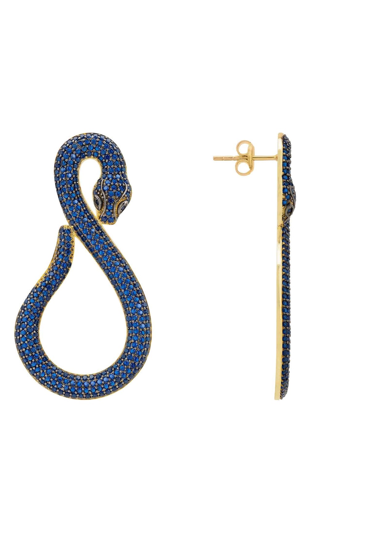 Asp Snake Drop Earrings Gold Sapphire