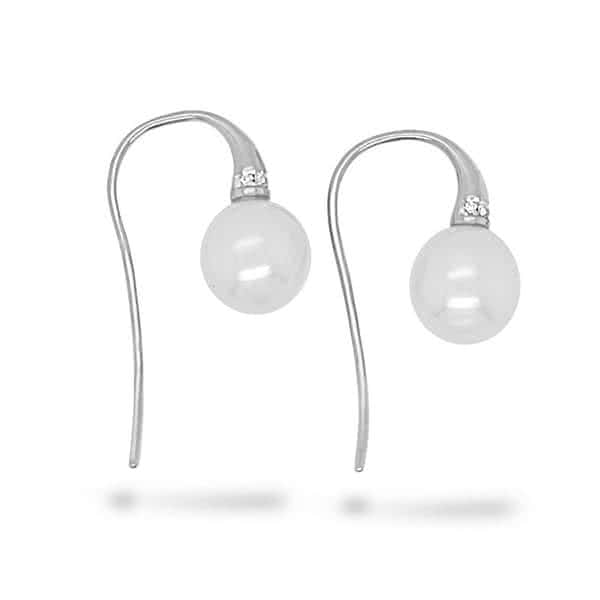 18K 10-11mm South Sea Pearl Diamond Shephard Hooks