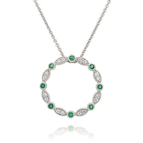 9K/18K W/Y 1.16mm Diamond and Colour Gemstone Circle Pendant Necklace