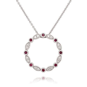 9K/18K W/Y 1.16mm Diamond and Colour Gemstone Circle Pendant Necklace